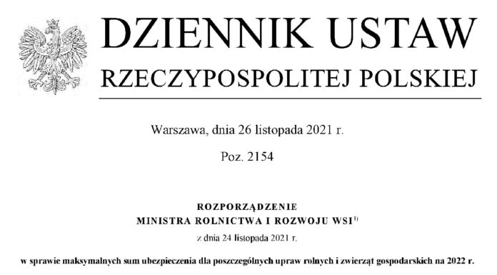 Aktualne, maksymalne stawki ubezpieczeń upraw rolnych w 2022 roku
